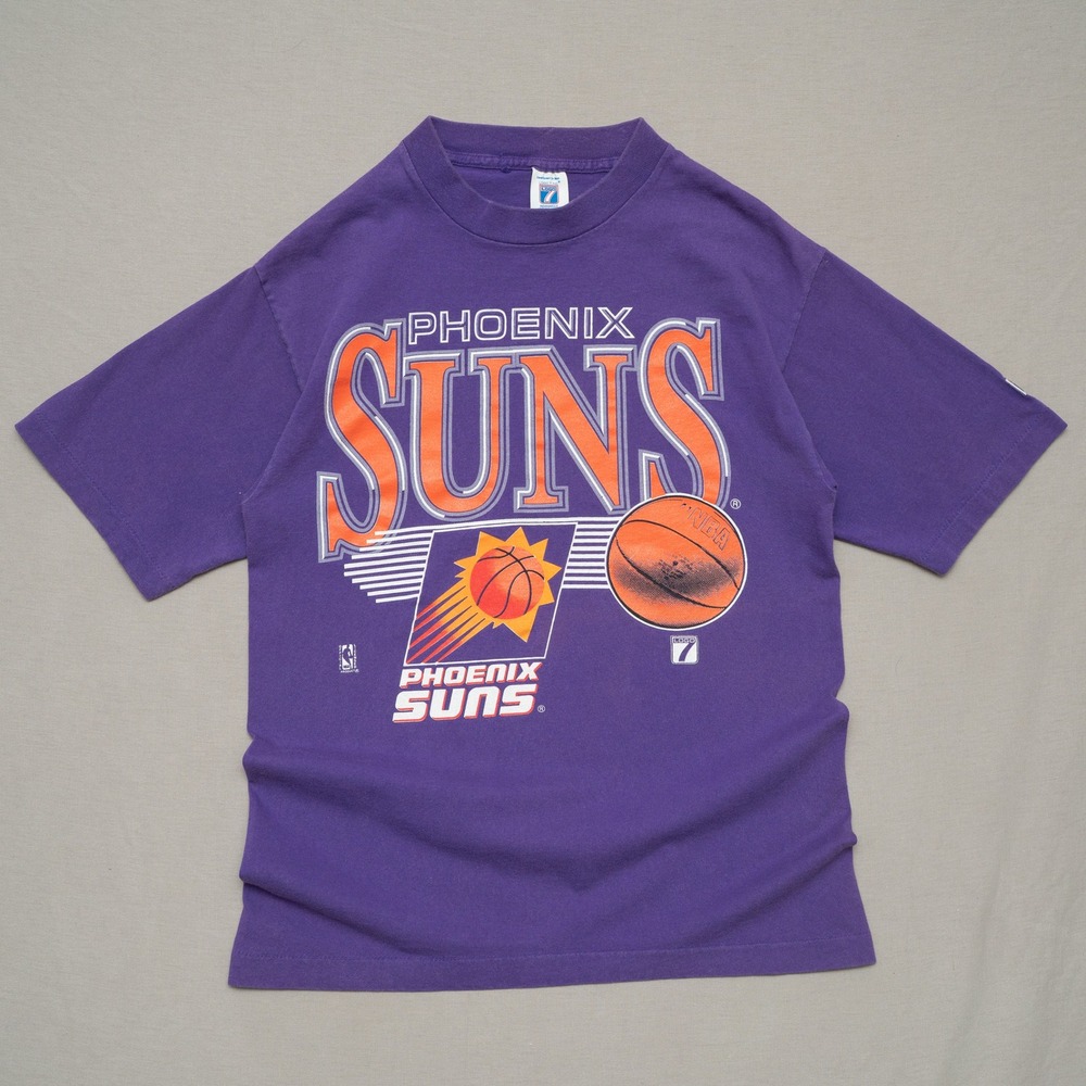 Vintage 90s Phoenix Suns Basketball Logo 7 Athletic T Shirt Purple USA Adult M